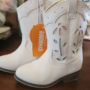 Gymboree White Floral Cutout Cowboy Boots
